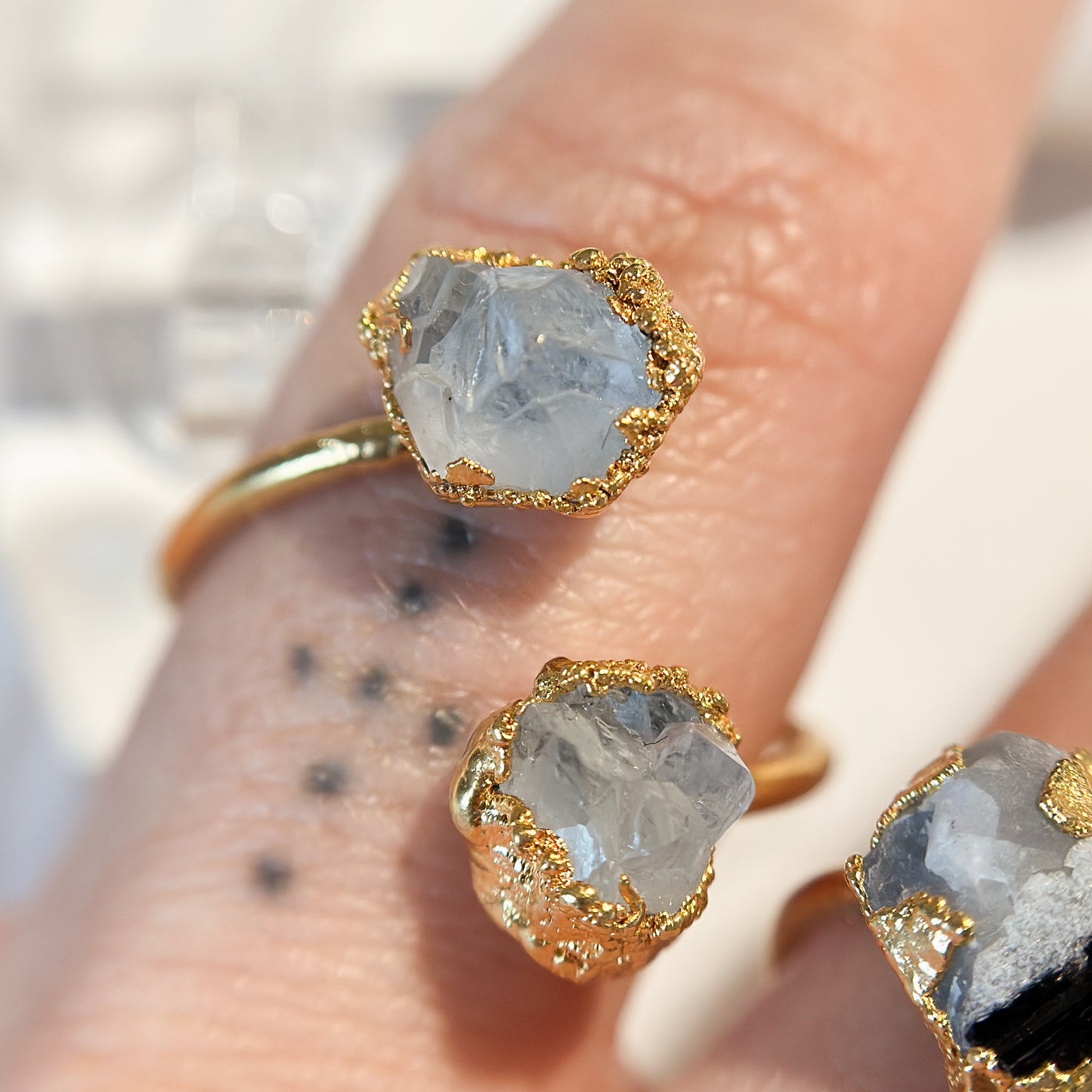 Light Double Amethyst 14k Gold Dipped Ring - Size 10