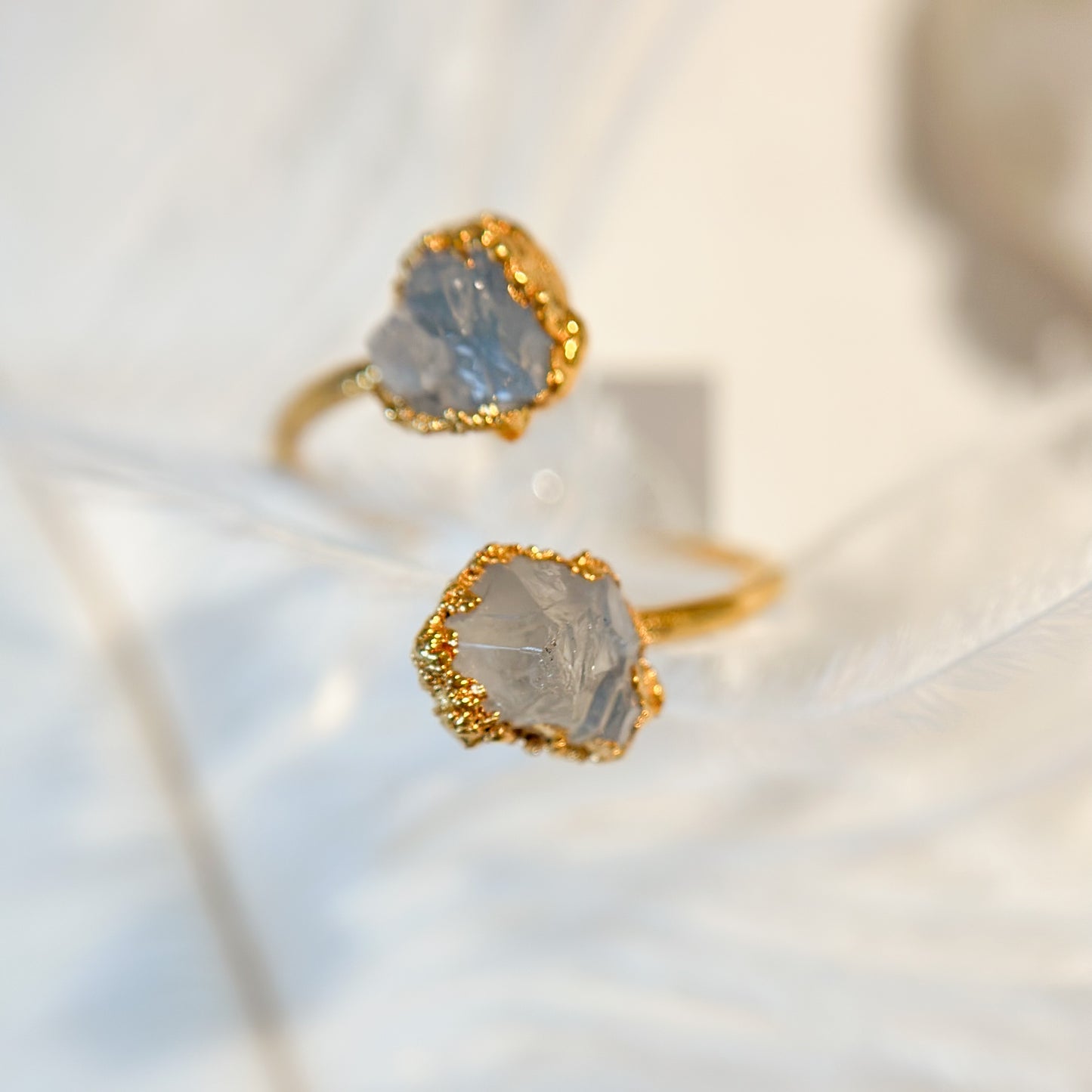 Light Double Amethyst 14k Gold Dipped Ring - Size 10