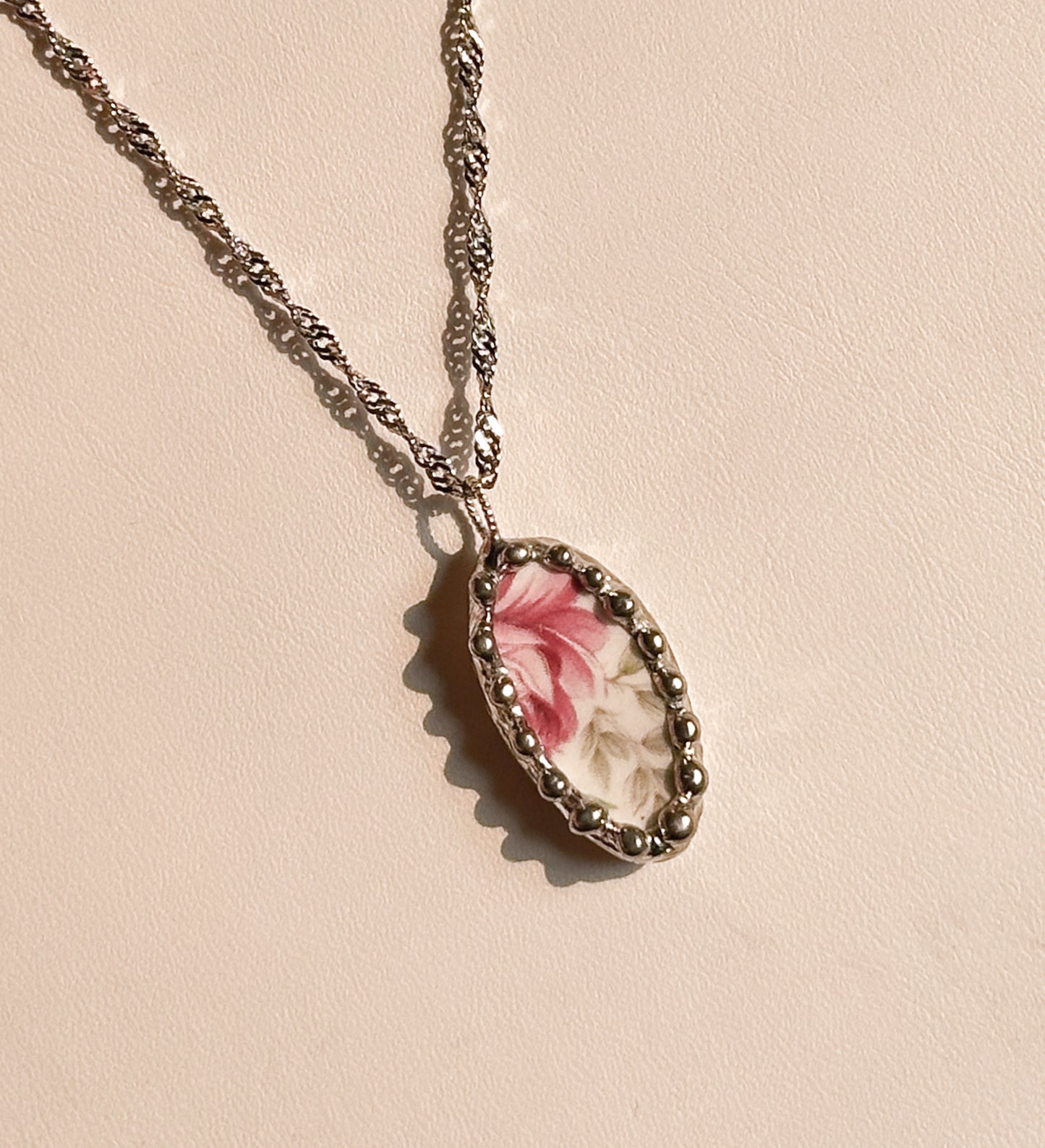 Dainty Rose .2 Vintage China Necklace