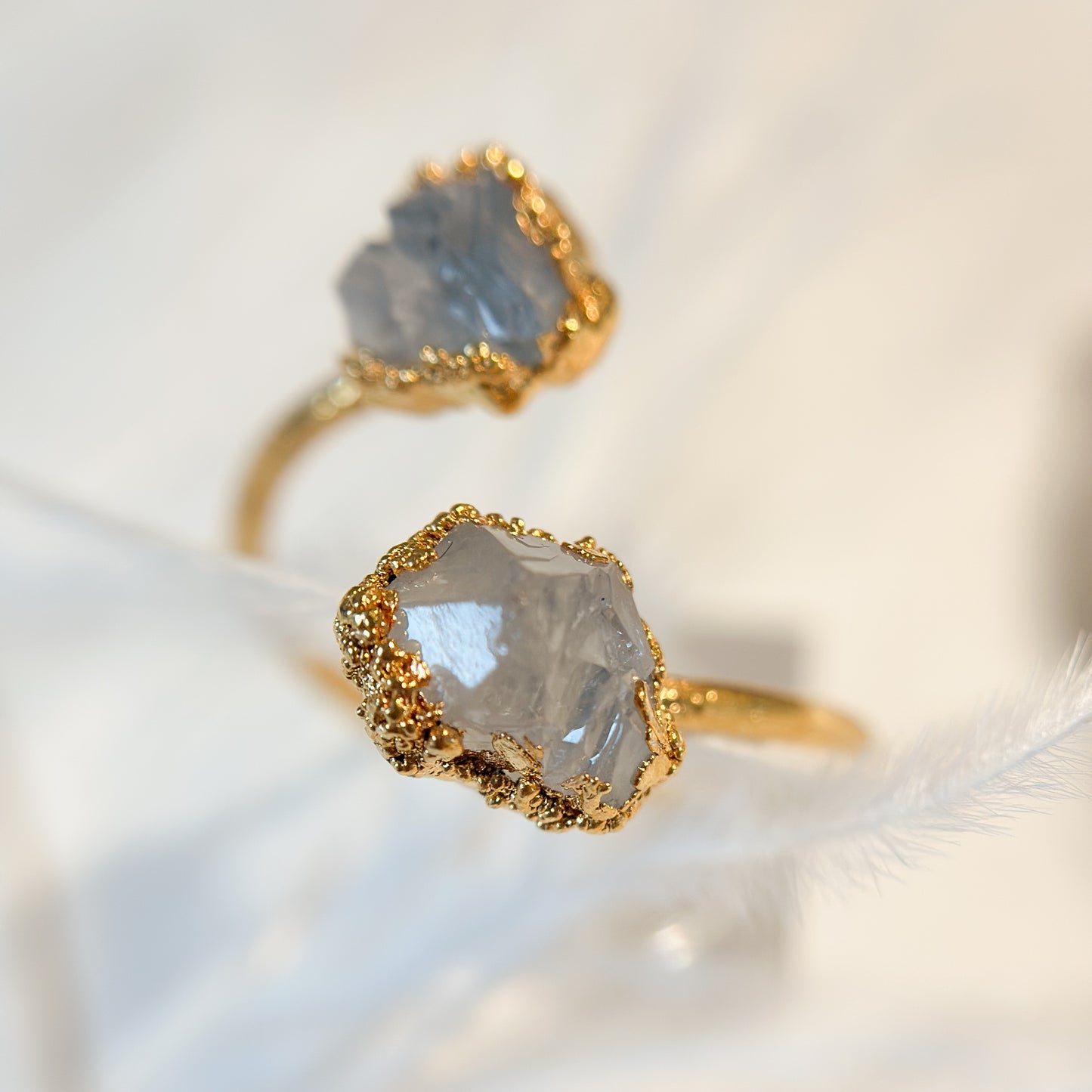 Light Double Amethyst 14k Gold Dipped Ring - Size 10