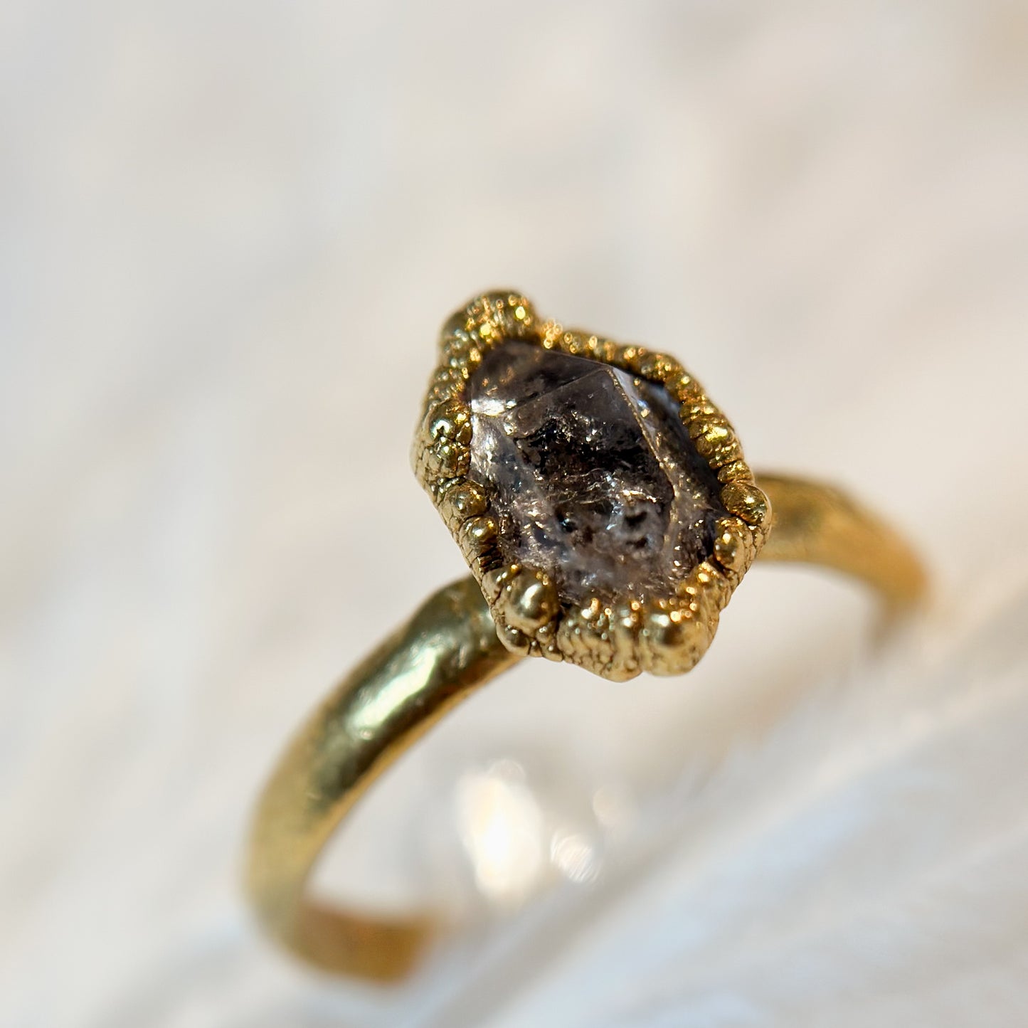 Herkimer Diamond 14k Gold Dipped Ring - Size 7