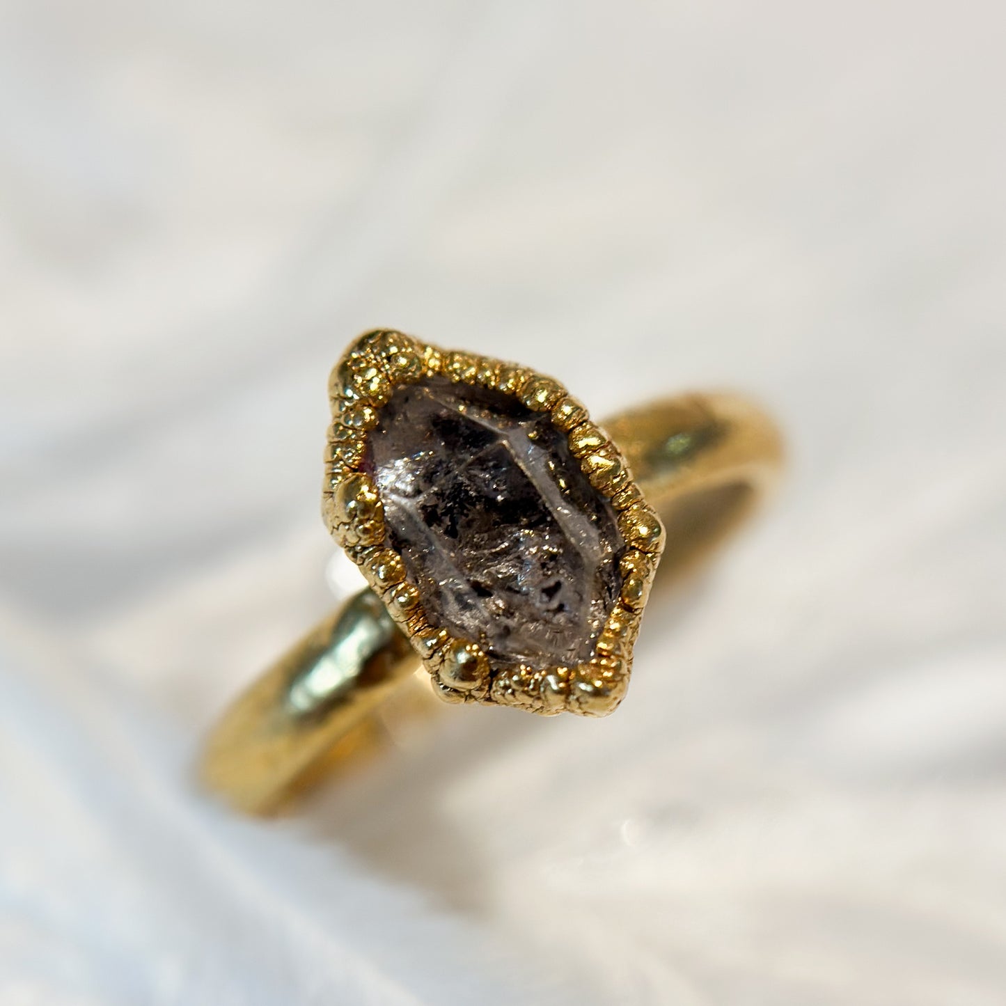 Herkimer Diamond 14k Gold Dipped Ring - Size 7
