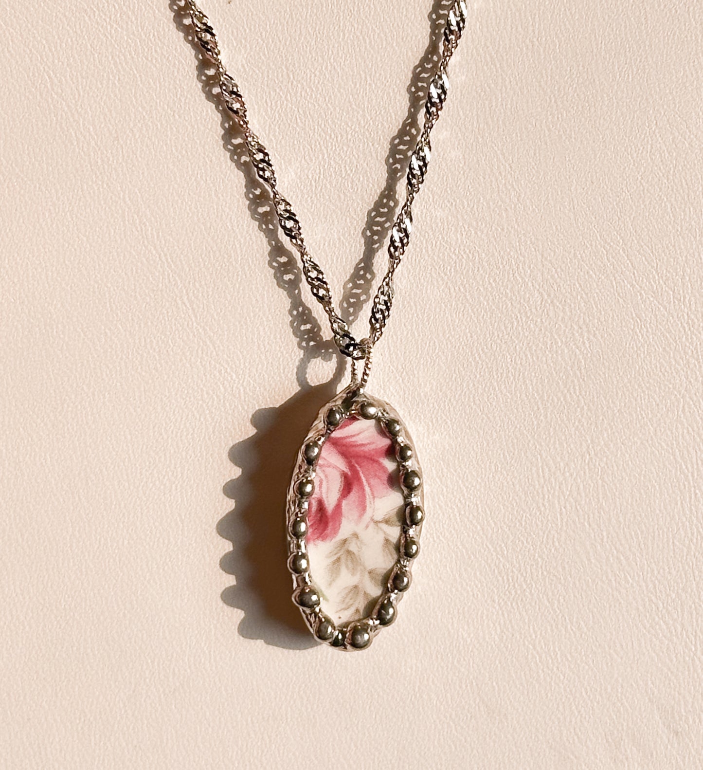 Dainty Rose .2 Vintage China Necklace