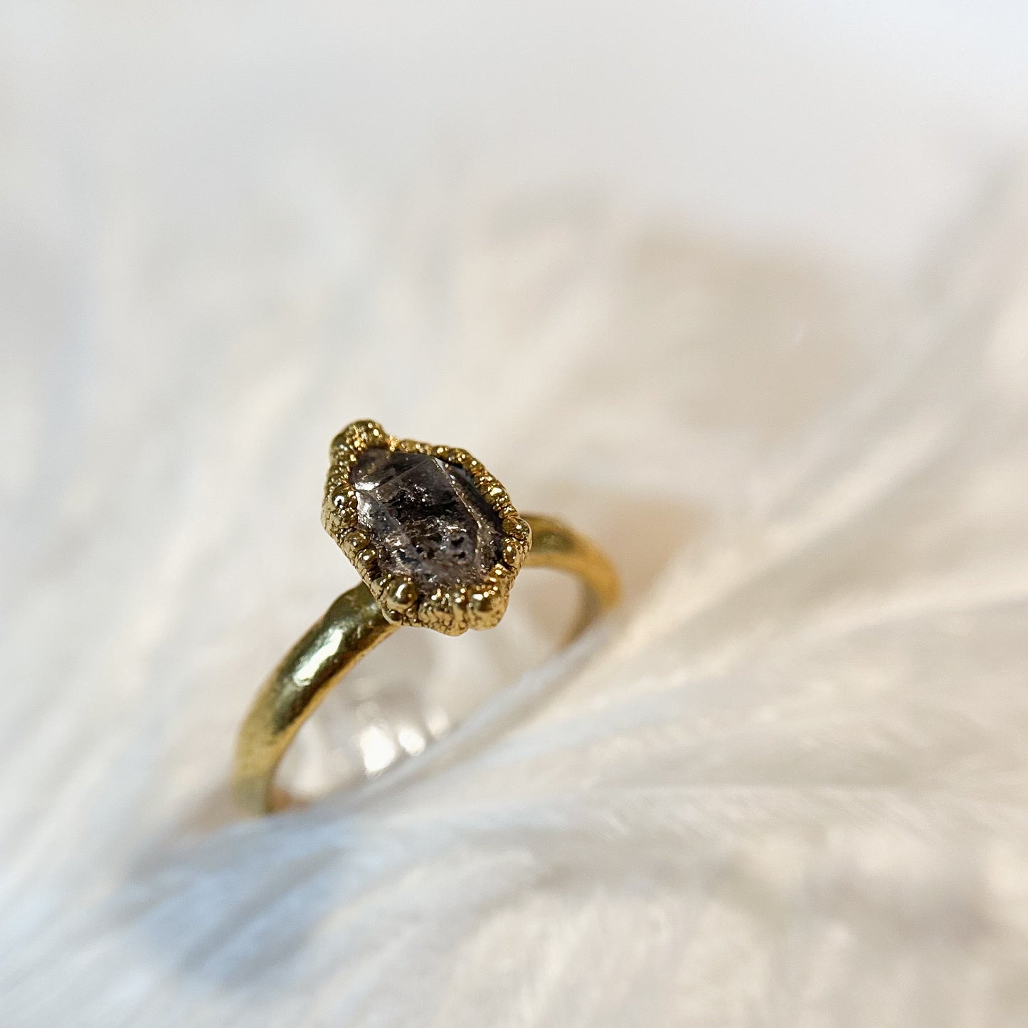 Herkimer Diamond 14k Gold Dipped Ring - Size 7