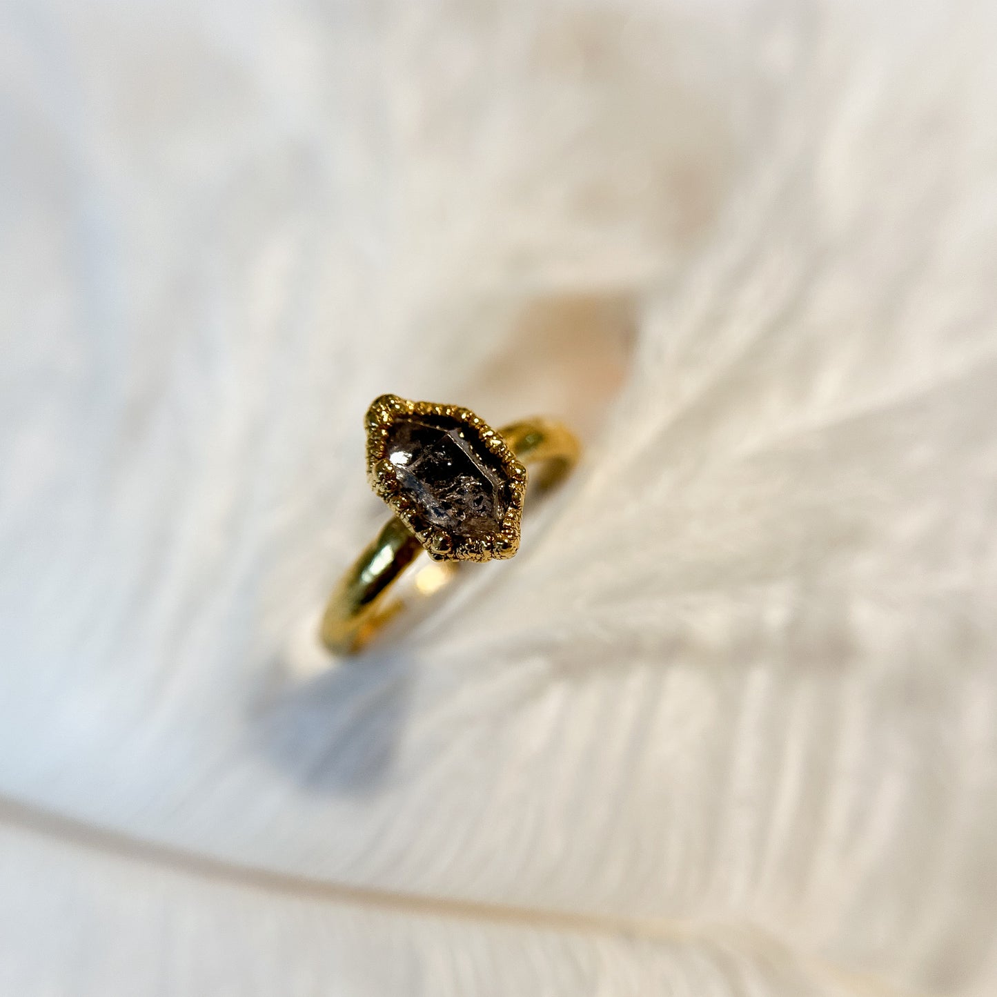 Herkimer Diamond 14k Gold Dipped Ring - Size 7