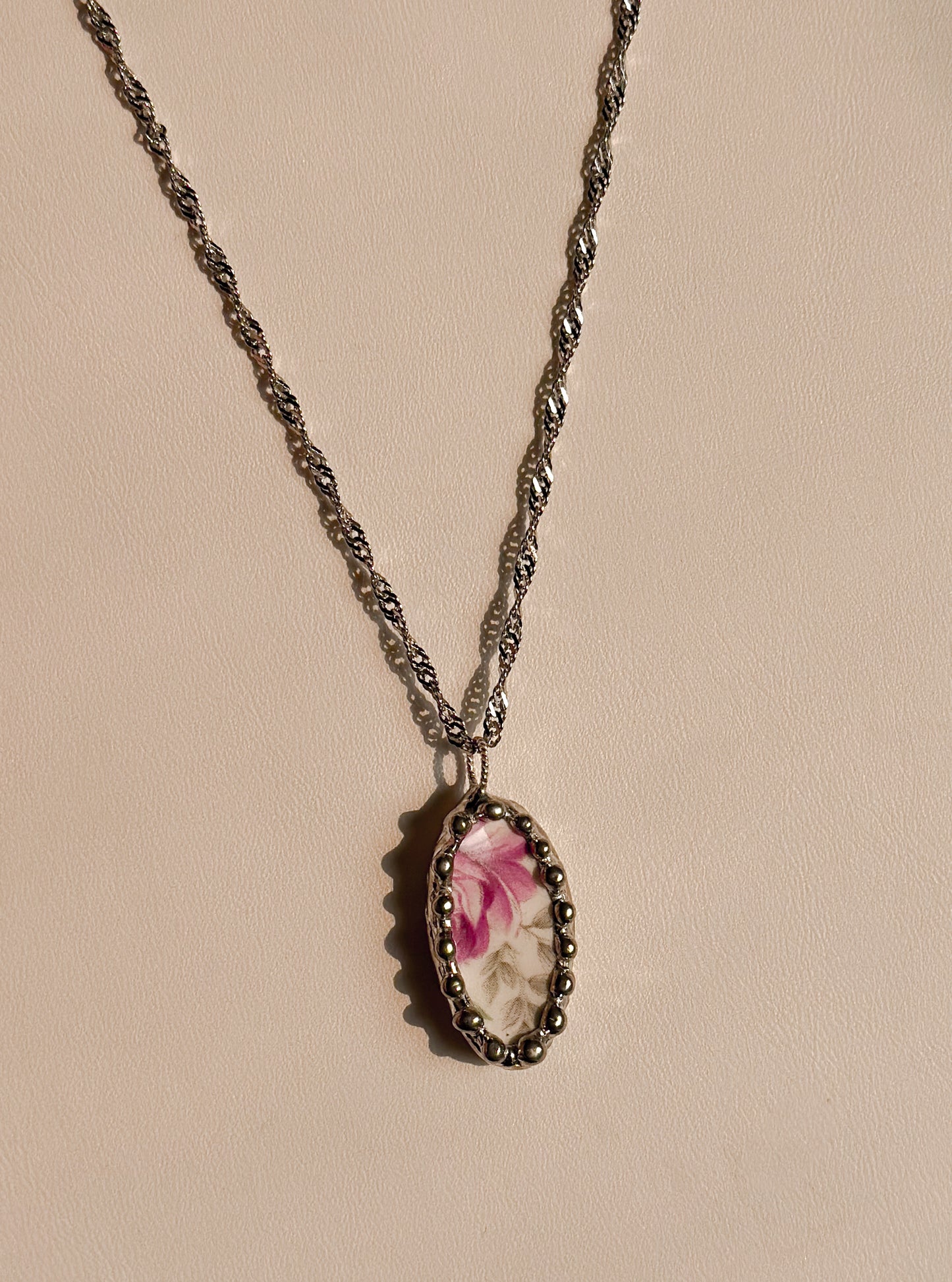 Dainty Rose .2 Vintage China Necklace