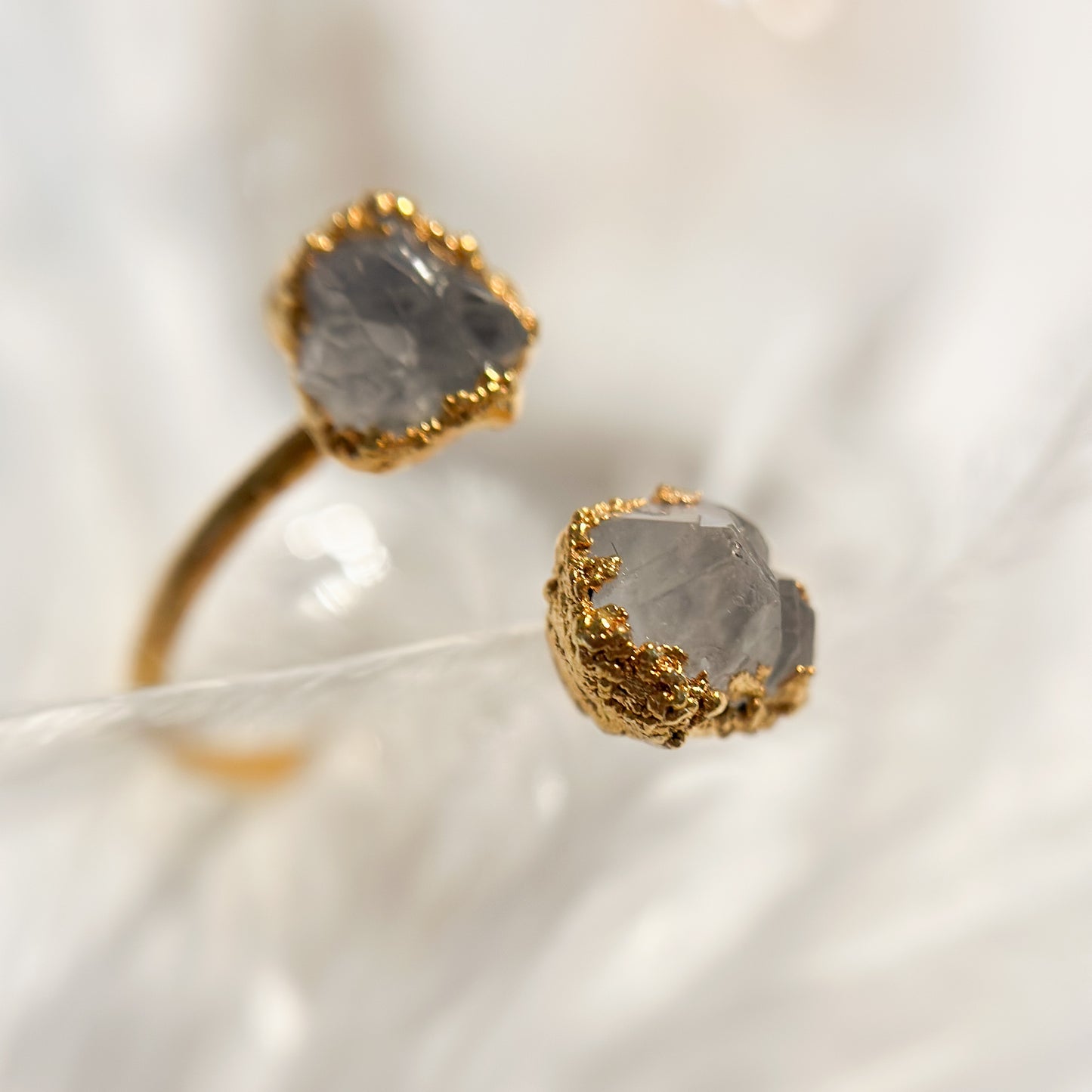 Light Double Amethyst 14k Gold Dipped Ring - Size 10