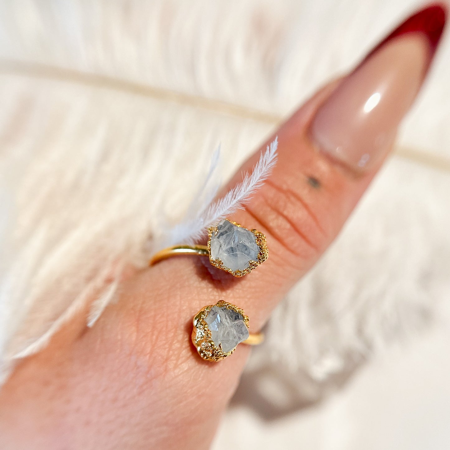Light Double Amethyst 14k Gold Dipped Ring - Size 10