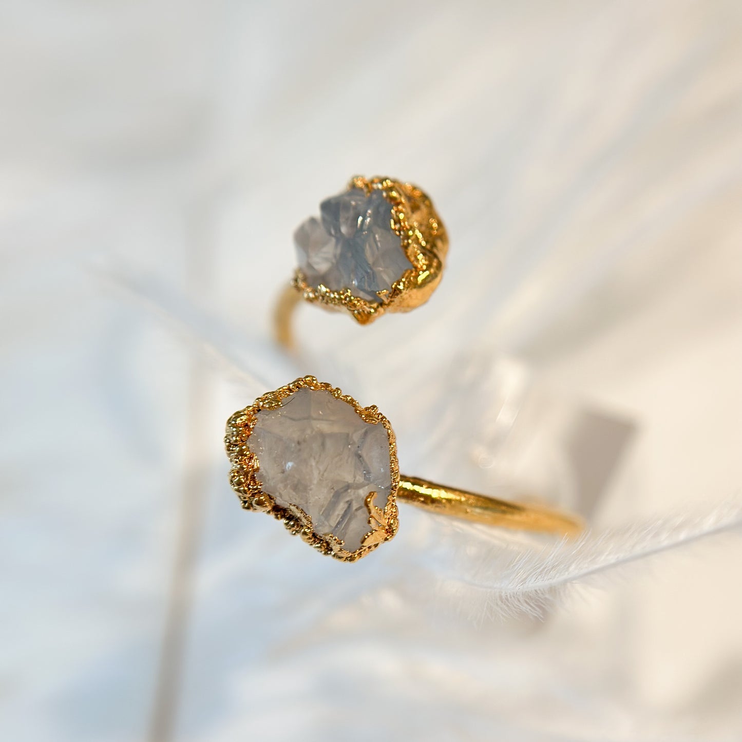 Light Double Amethyst 14k Gold Dipped Ring - Size 10