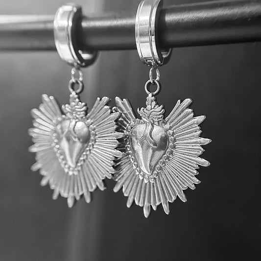 Sacred Heart Earrings | Silver