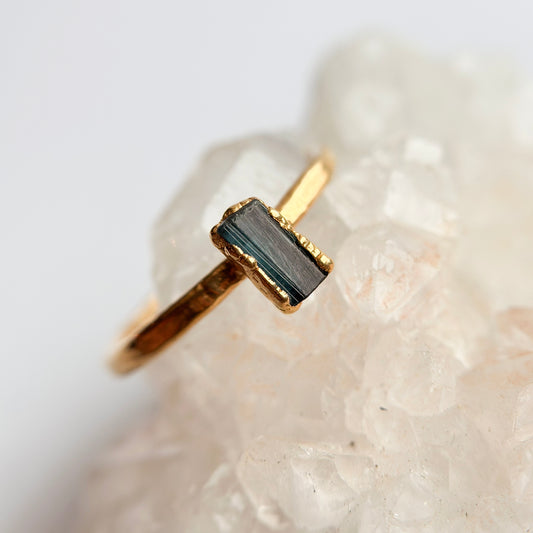 Green Tourmaline 14k Gold Dipped Ring - Size 7
