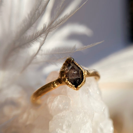 Herkimer Diamond 14k Gold Dipped Ring - Size 7.75