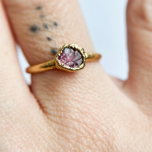 Pink Tourmaline 14k Gold Dipped Ring - Size 6