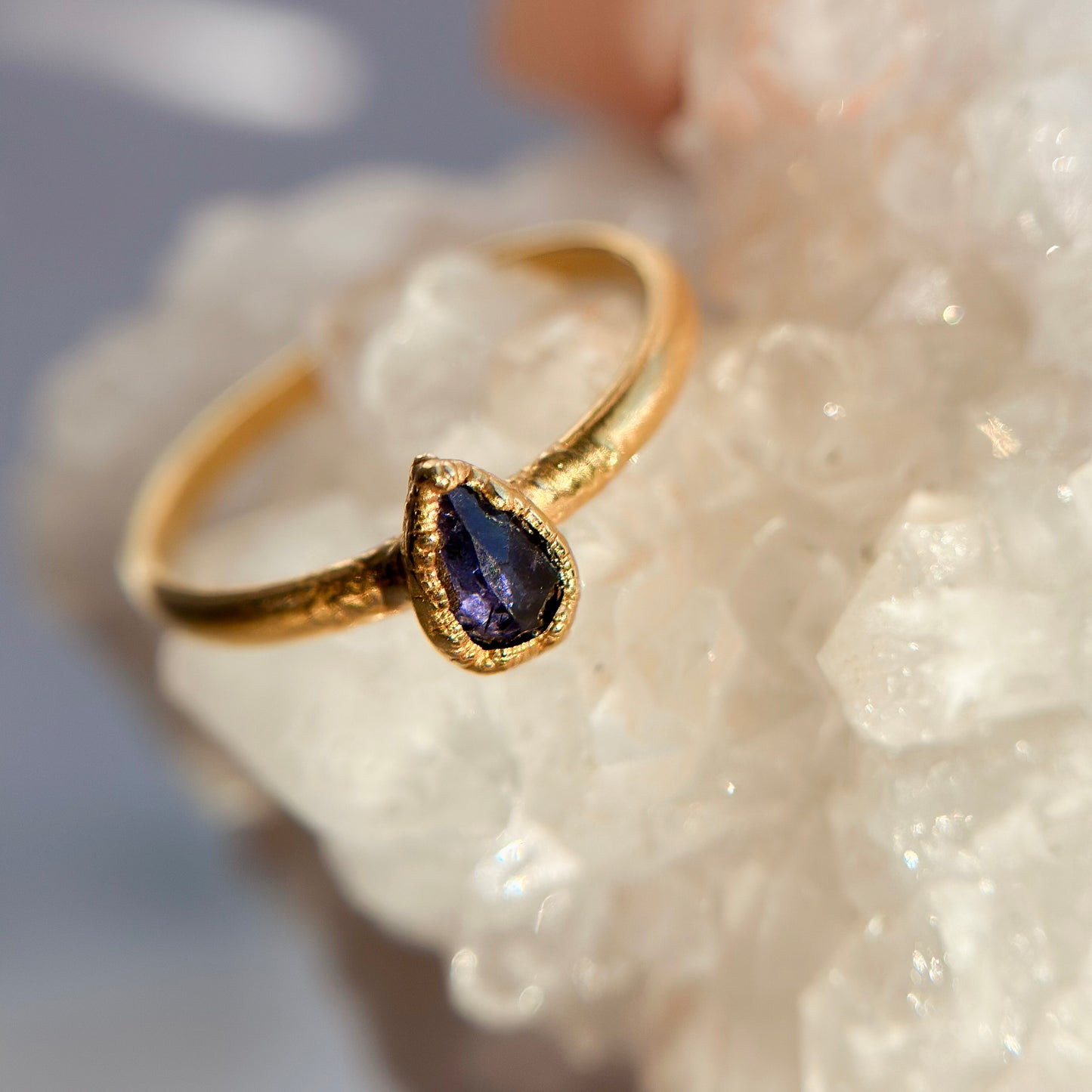 Faceted Tanzanite 14k Gold Dipped Ring - Size 6.5