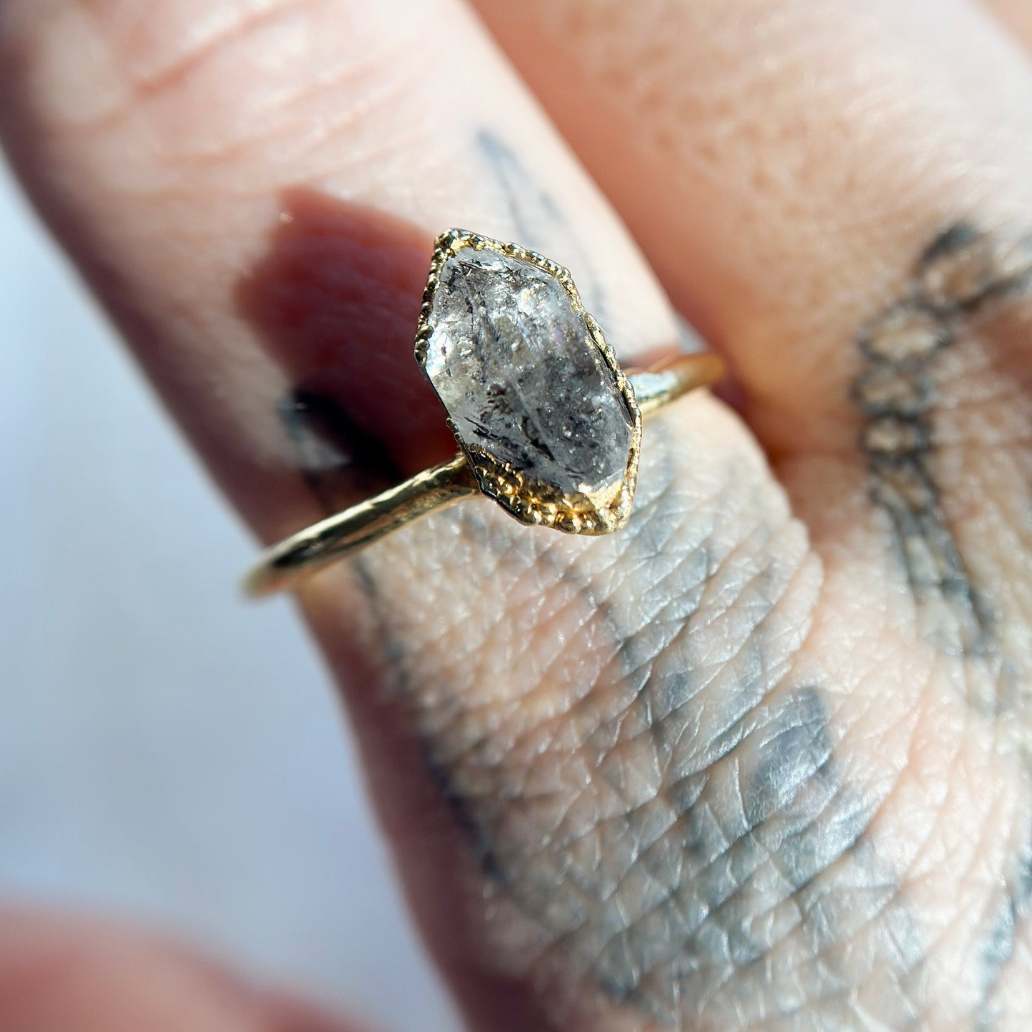 Herkimer Diamond 14k Gold Dipped Ring - Size 8