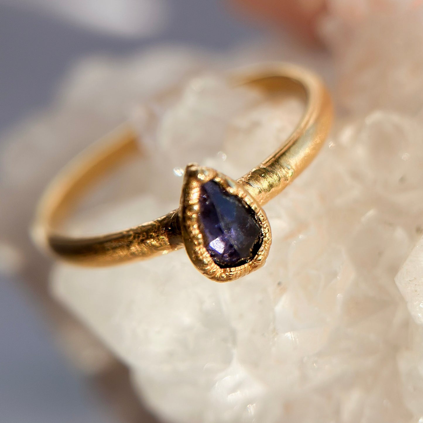 Faceted Tanzanite 14k Gold Dipped Ring - Size 6.5