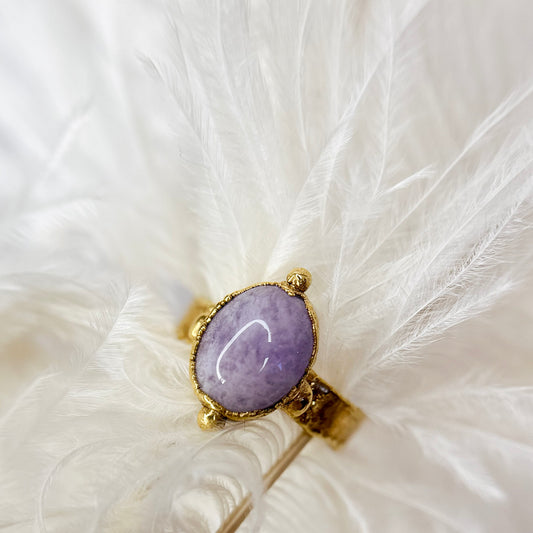 Lepidolite 14k Gold Dipped Ring - Size 4.5