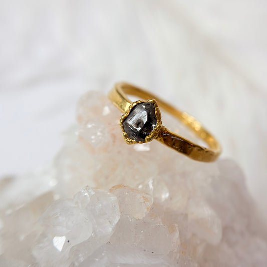 Herkimer Diamond 14k Gold Dipped Ring - Size 7.25