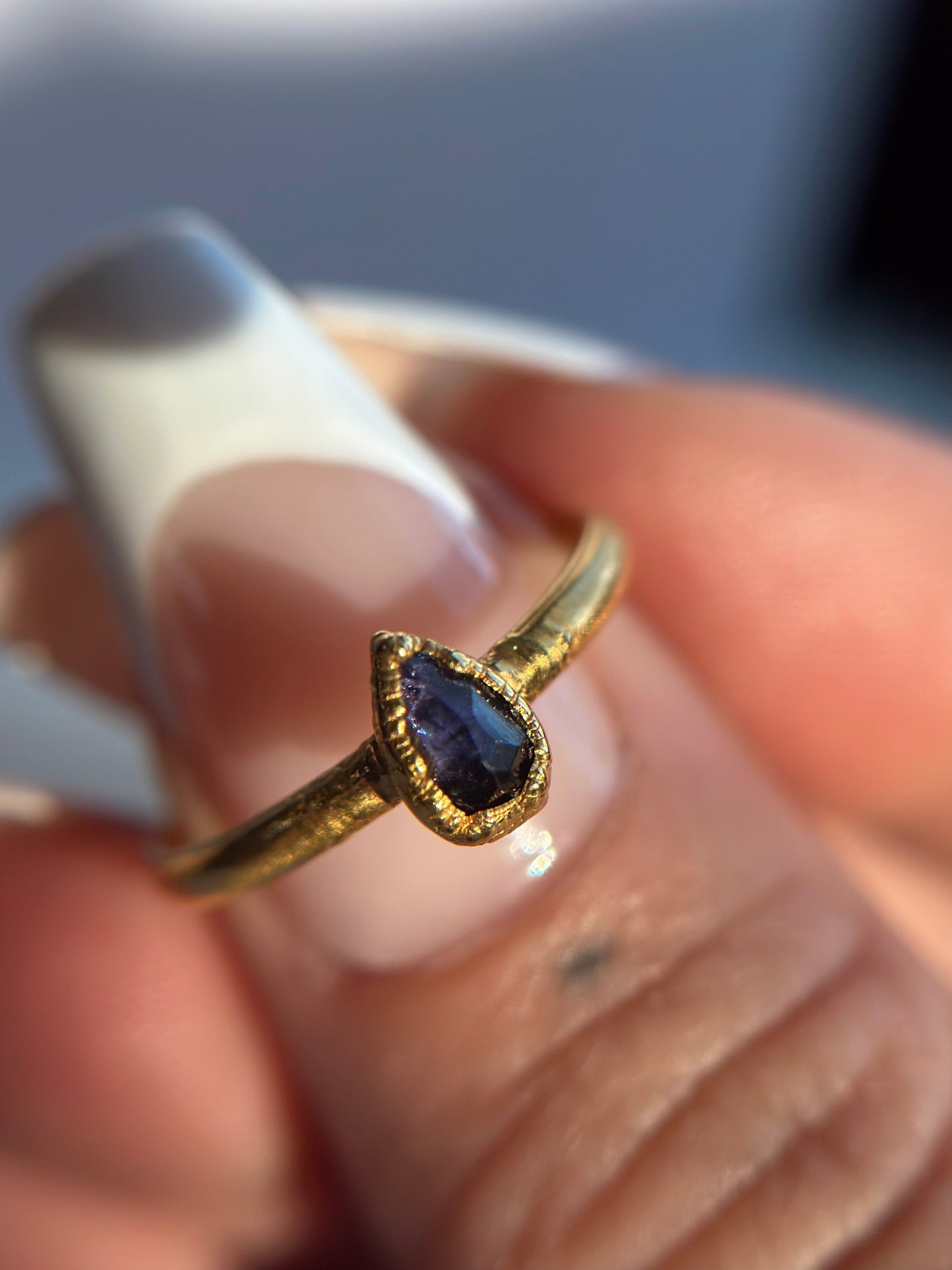 Faceted Tanzanite 14k Gold Dipped Ring - Size 6.5