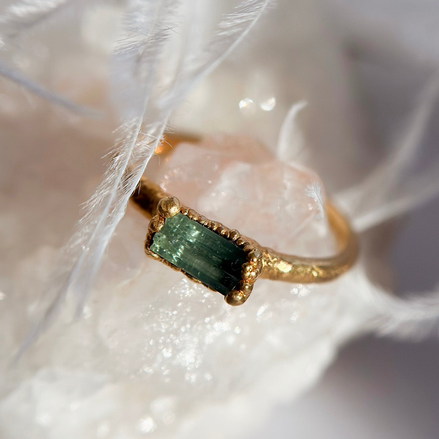 Green Tourmaline 14k Gold Dipped Ring - Size 4.75