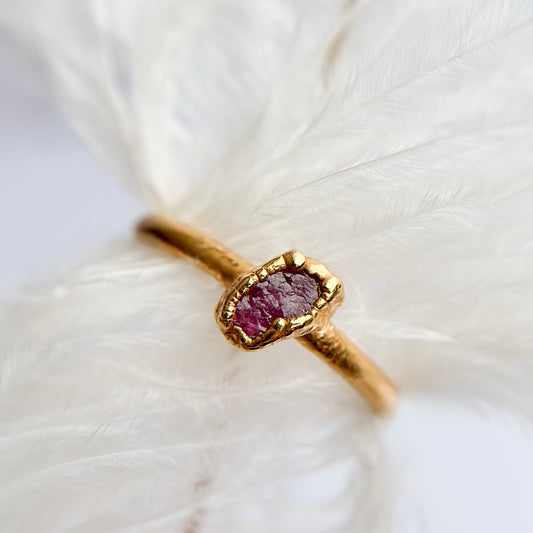 Pink Tourmaline 14k Gold Dipped Ring - Size 7