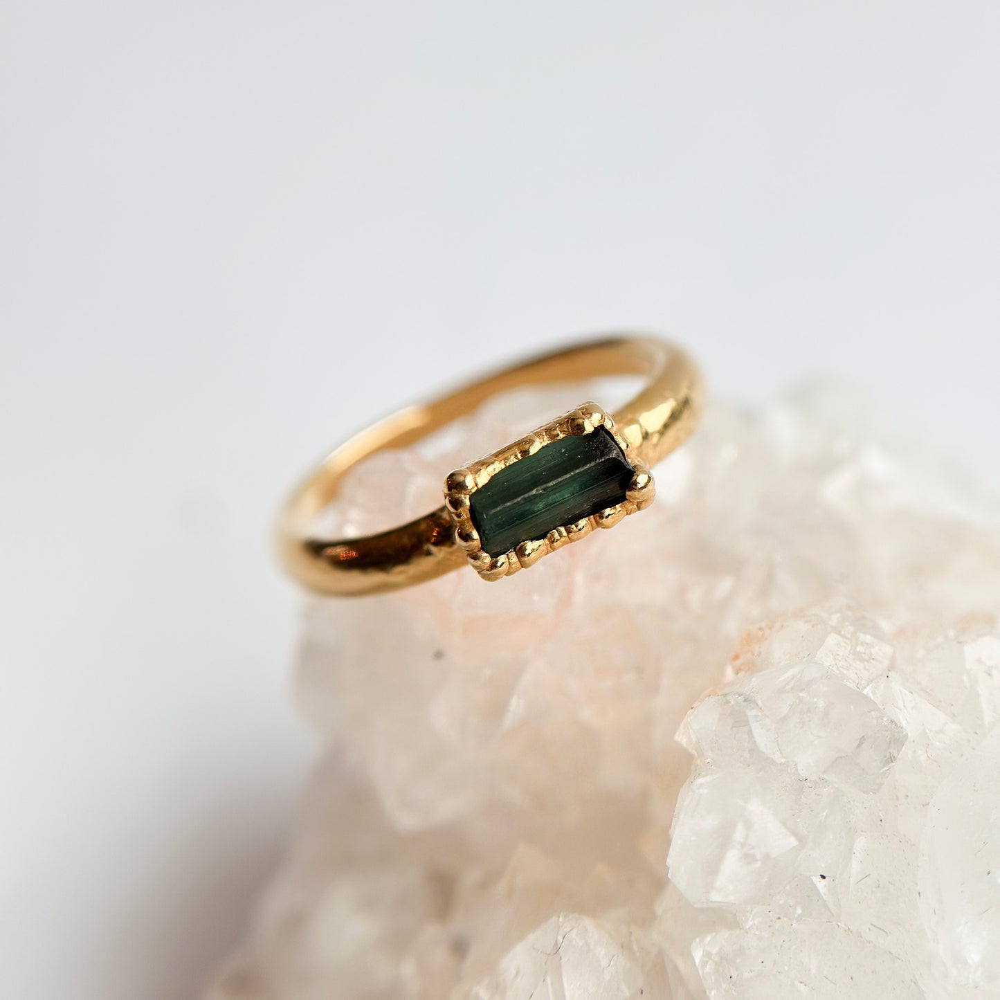 Green Tourmaline 14k Gold Dipped Ring - Size 6