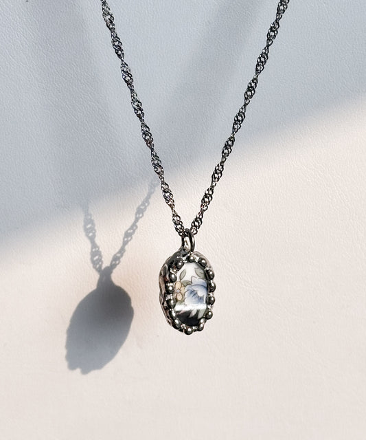 Moody Flowers .1 Vintage China Necklace