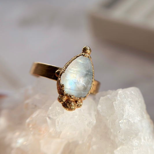 Moonstone 14k Gold Dipped Ring - Size 8