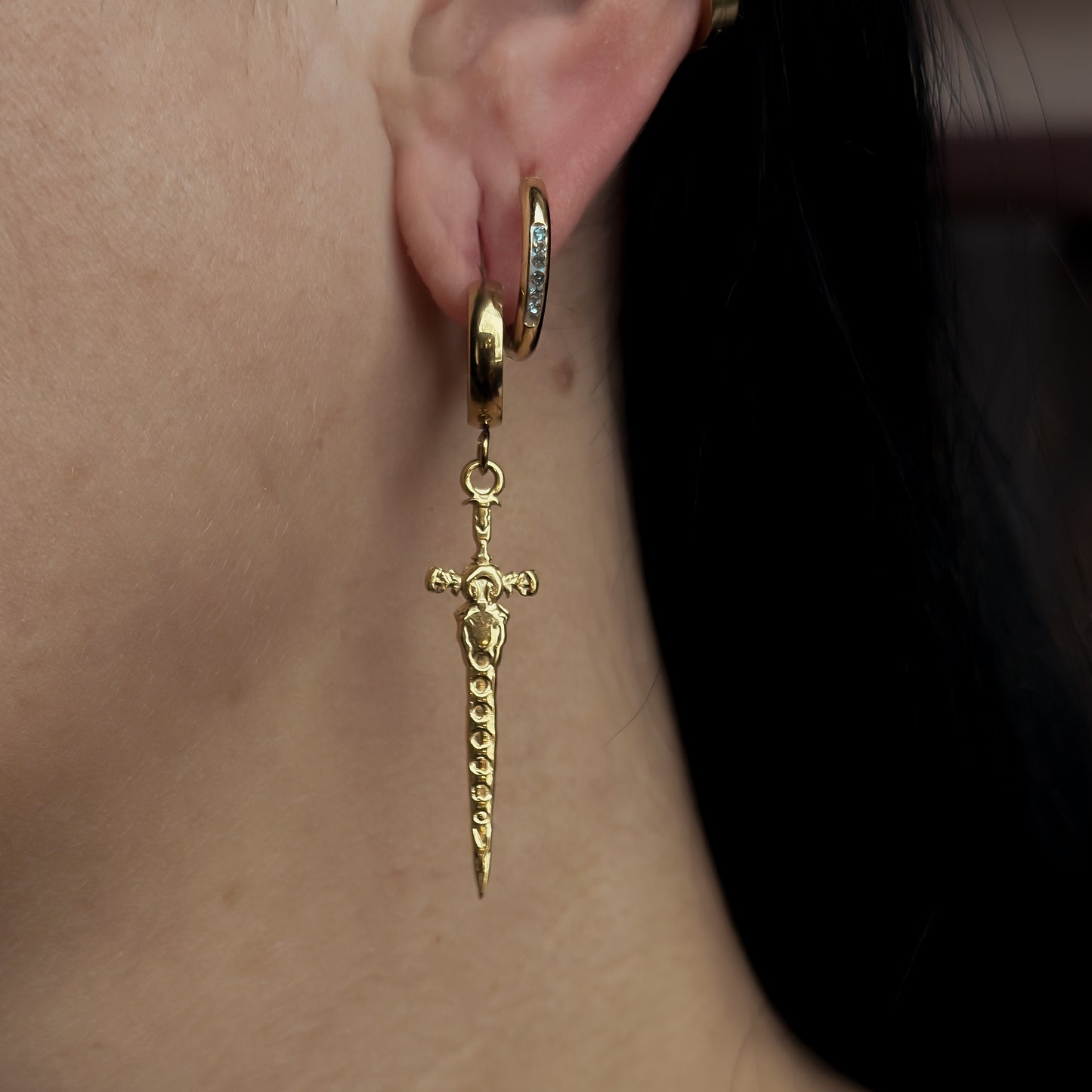 Mythical Sword Earrings |  Gold