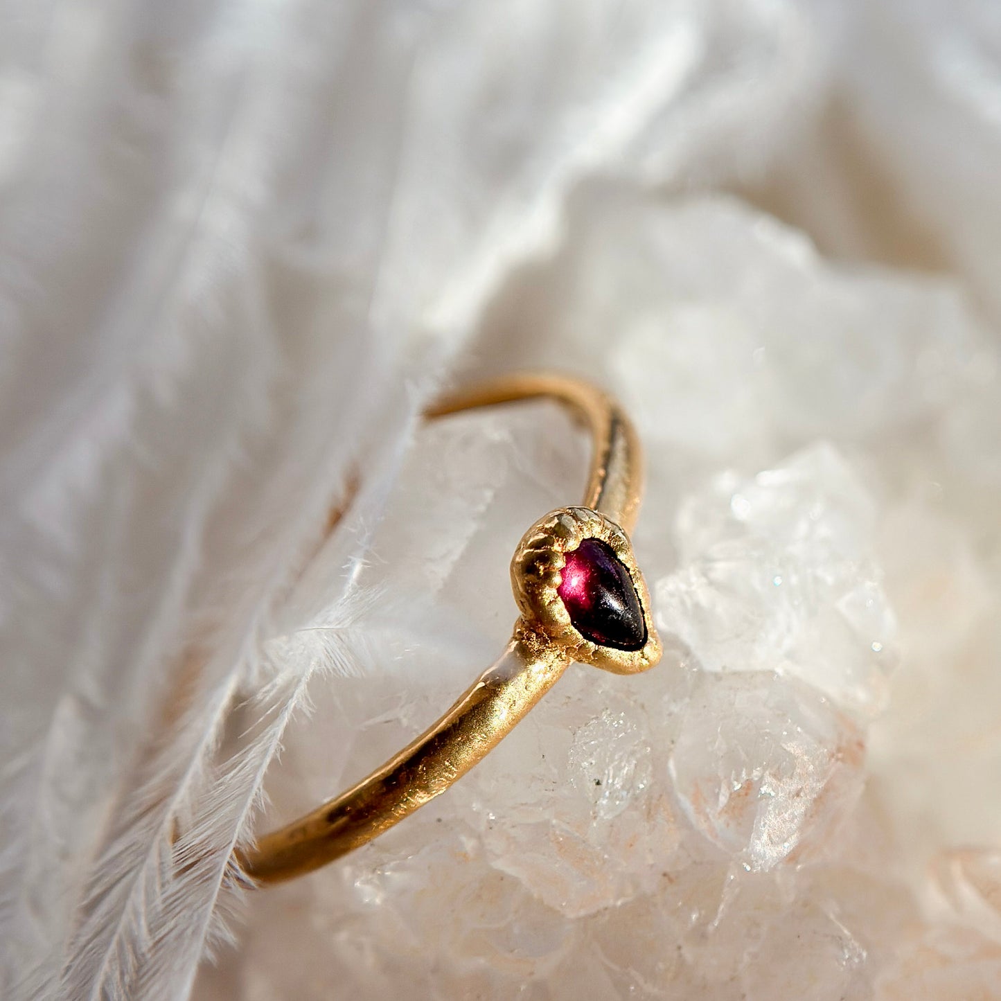 Garnet 14k Gold Dipped Ring - Size 8