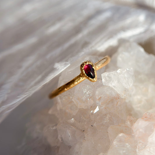 Garnet 14k Gold Dipped Ring - Size 8