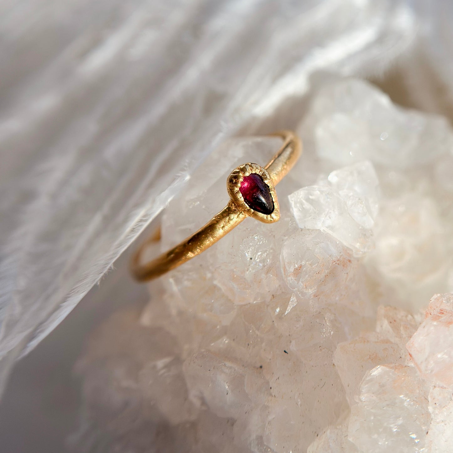 Garnet 14k Gold Dipped Ring - Size 8