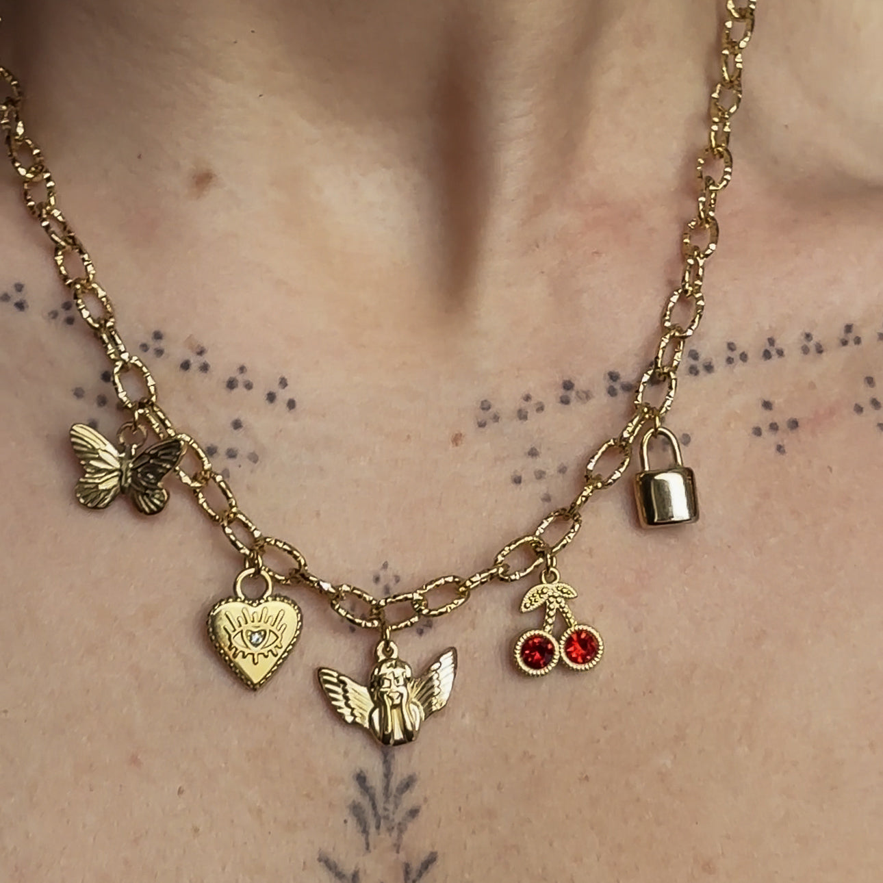 Cherry Angel Charm Necklace