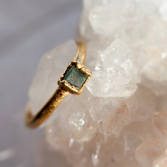 Green Tourmaline 14k Gold Dipped Ring - Size 5.75