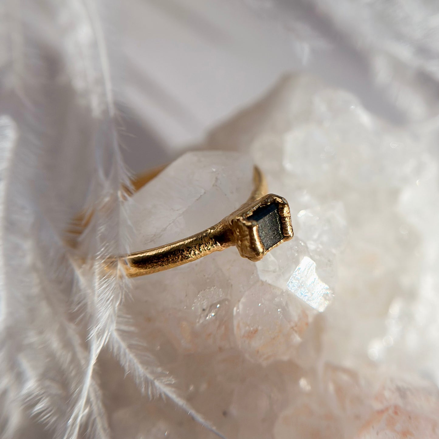 Green Tourmaline 14k Gold Dipped Ring - Size 5.75