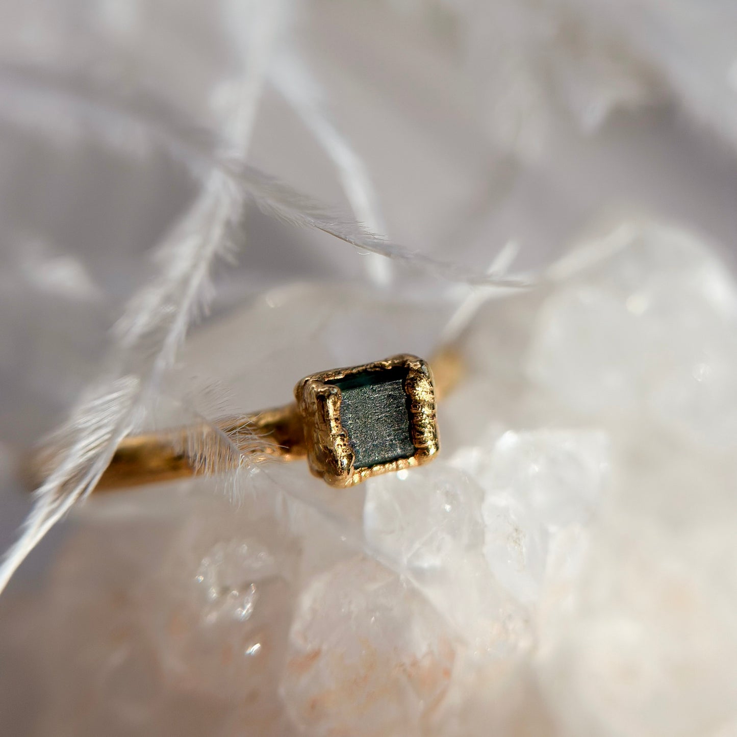 Green Tourmaline 14k Gold Dipped Ring - Size 5.75