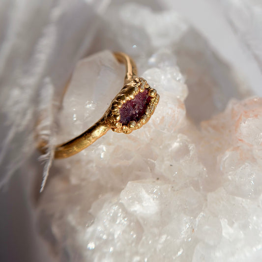Pink Tourmaline 14k Gold Dipped Ring - Size 6.75
