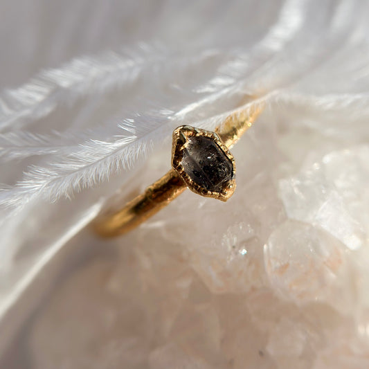 Herkimer Diamond 14k Gold Dipped Ring - Size 7.5