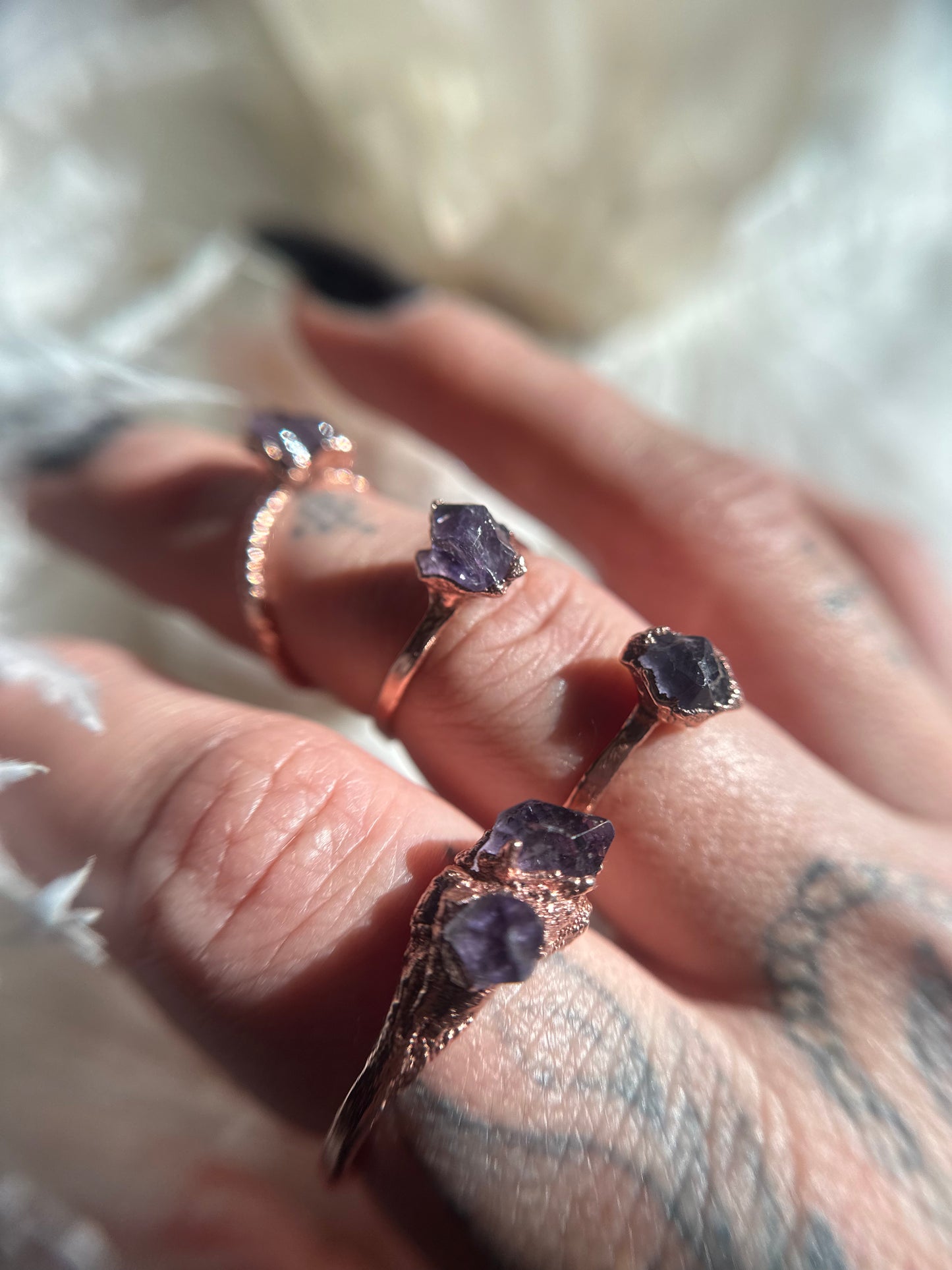 Gemmy Amethyst Copper Ring - Size 8.5