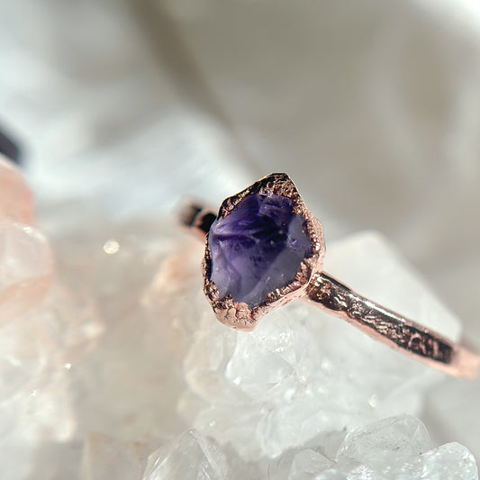 Amethyst Copper Ring - Size 8.5