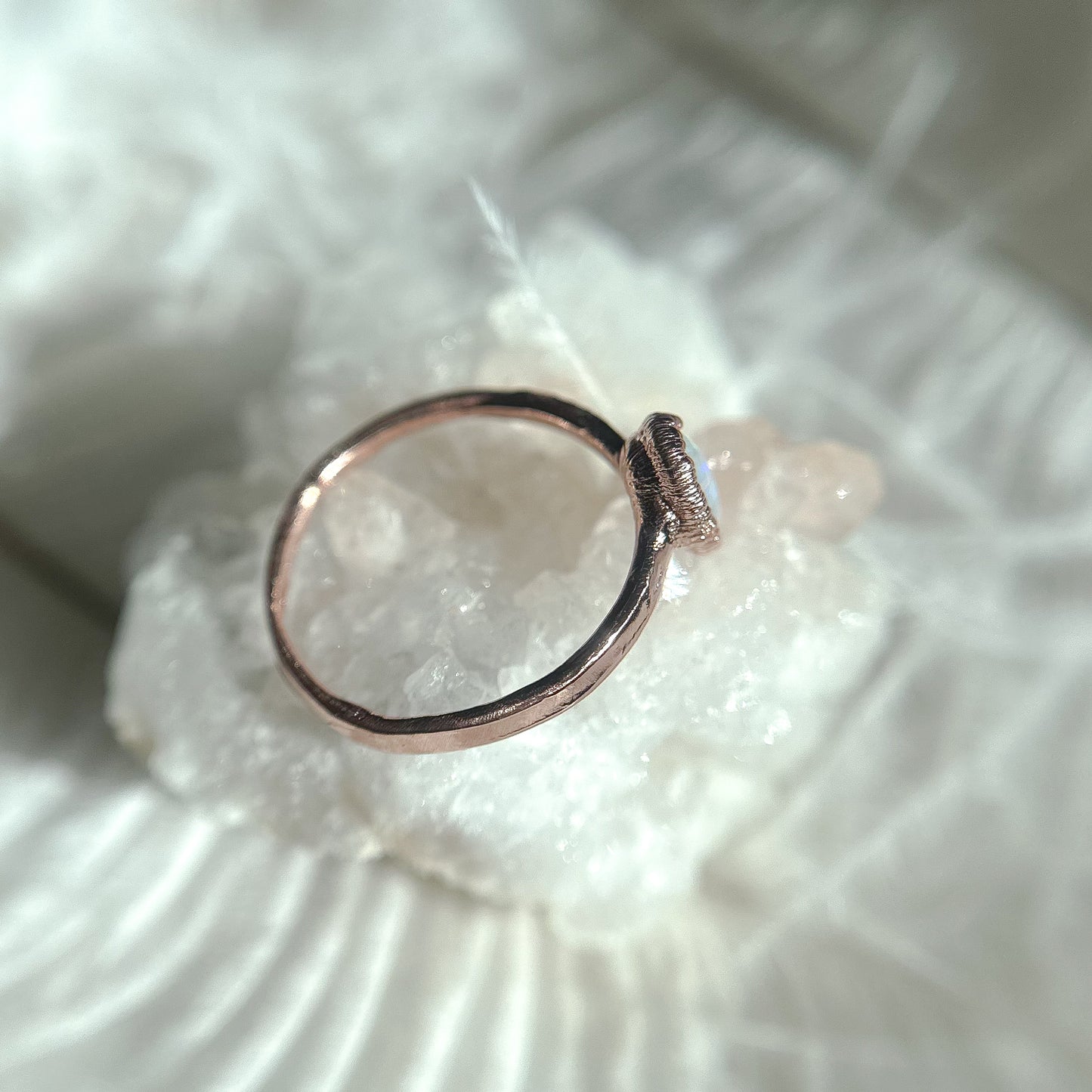 Opal Gemstone Copper Ring - Size 8.5