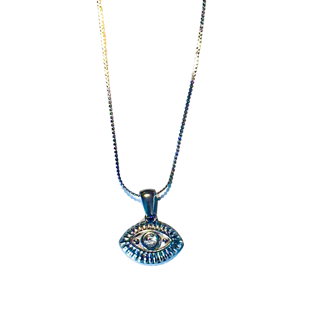 Dainty Evil Eye Necklace- Silver