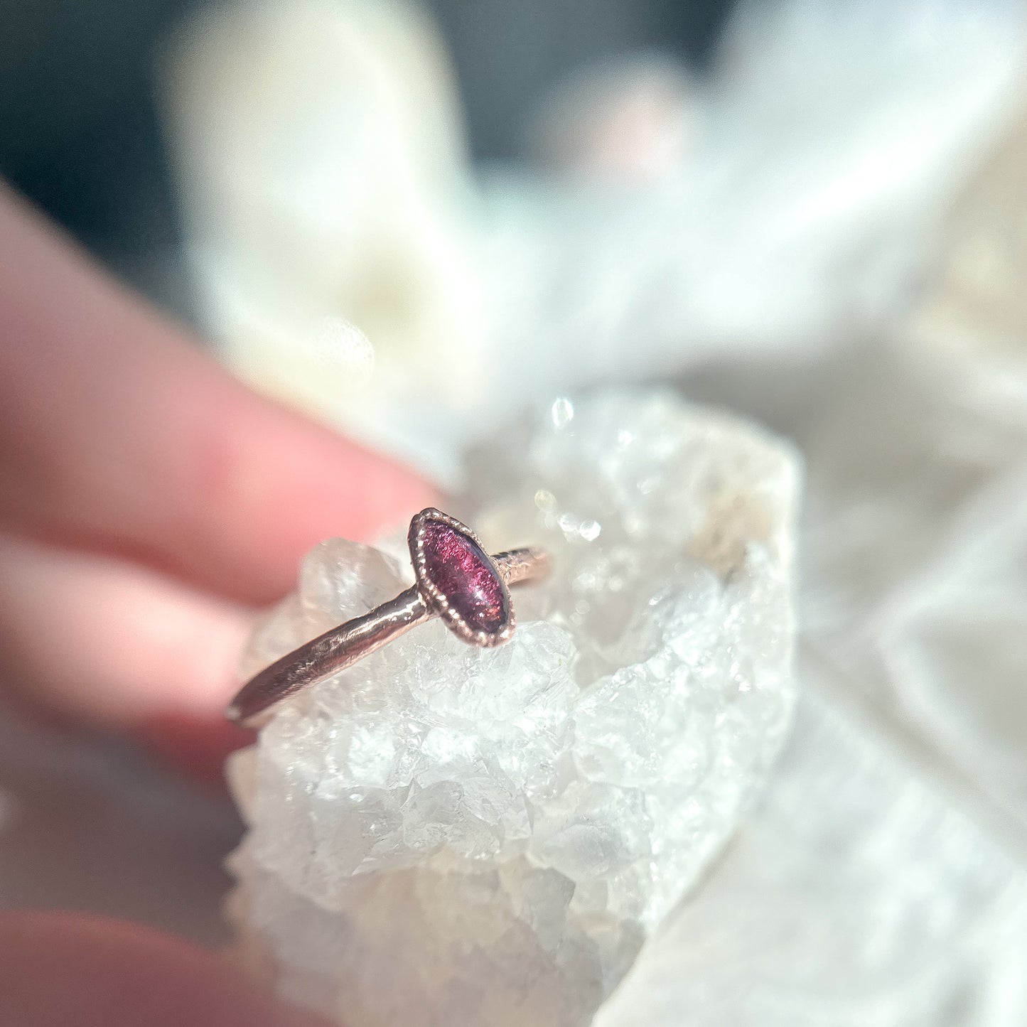 Rhodolite Garnet Gemstone Copper Ring - Size 6.5