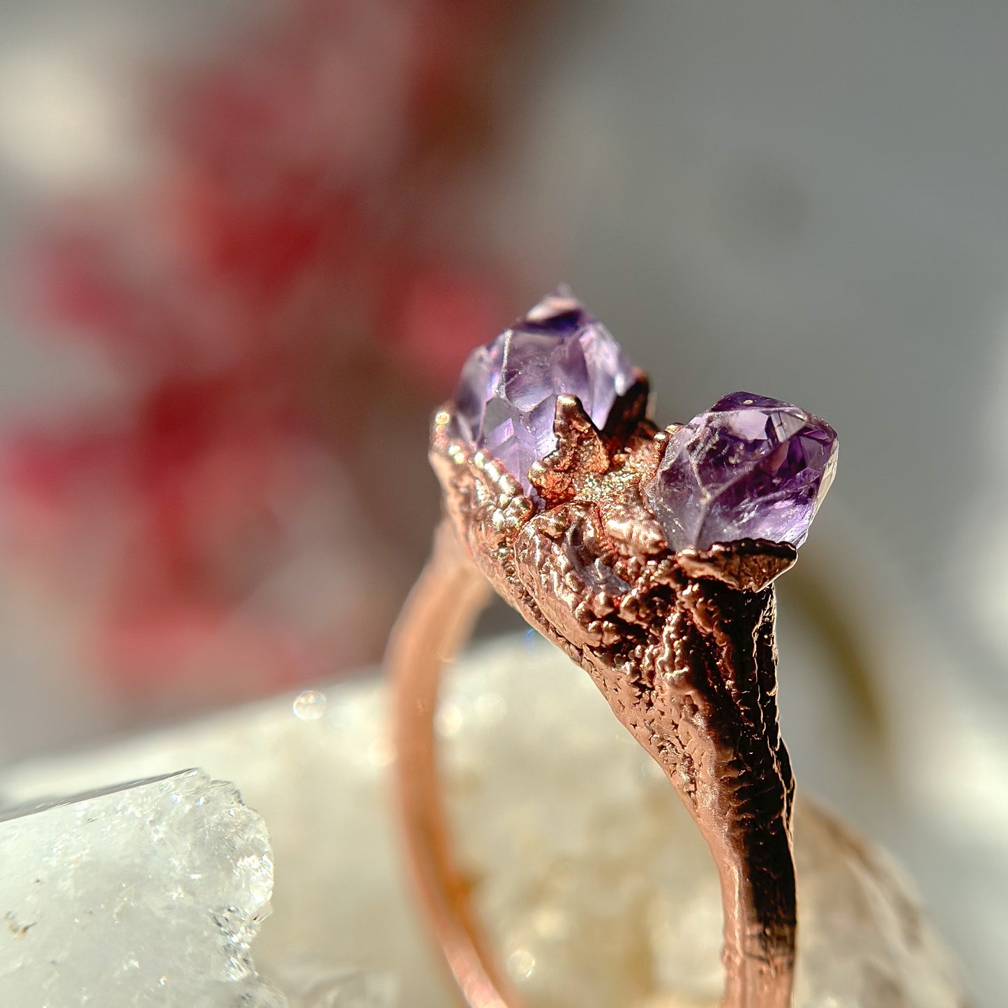 Gemmy Amethyst Copper Ring - Size 8.5