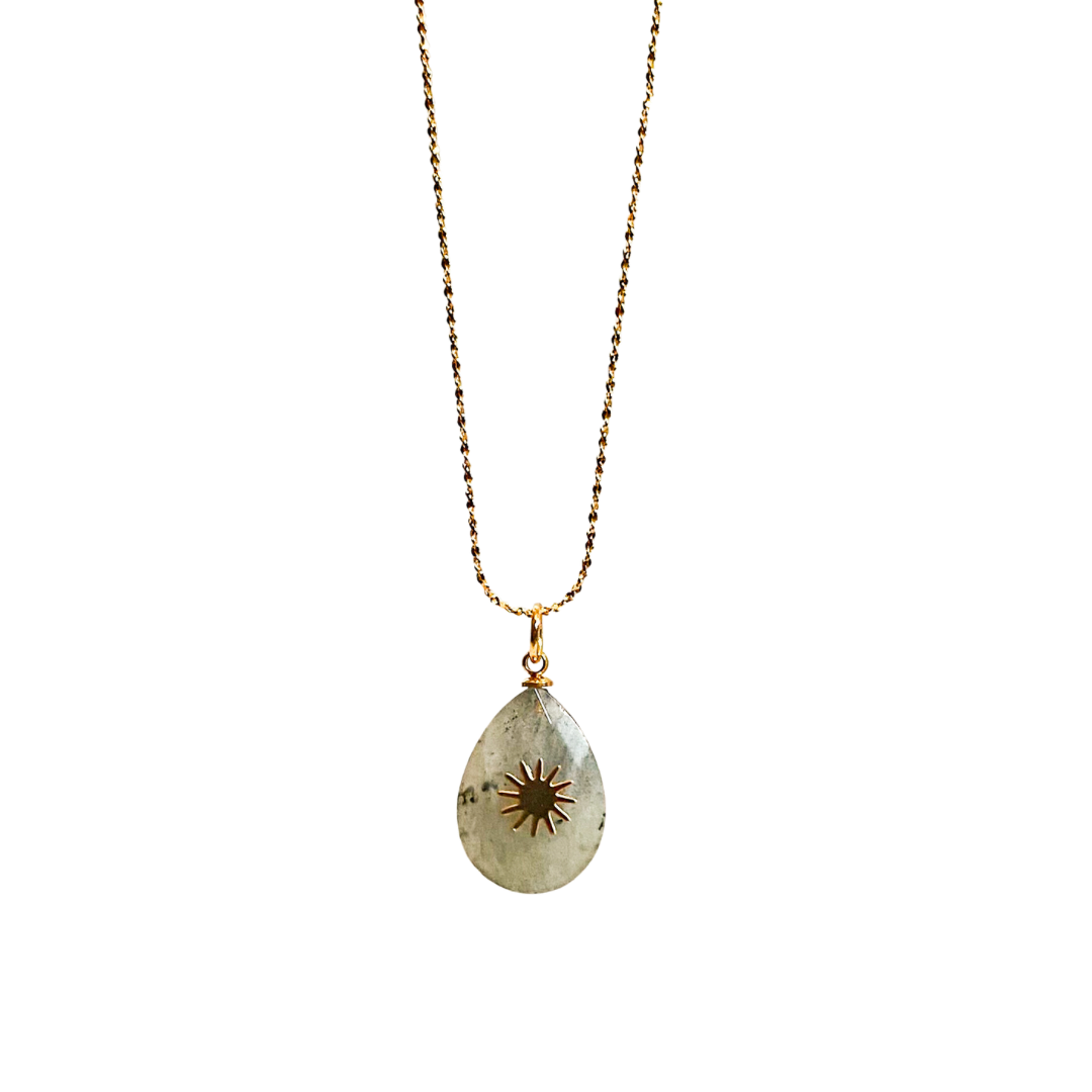 Labradorite Sun Pendant on 18k Gold Vermeil Chain