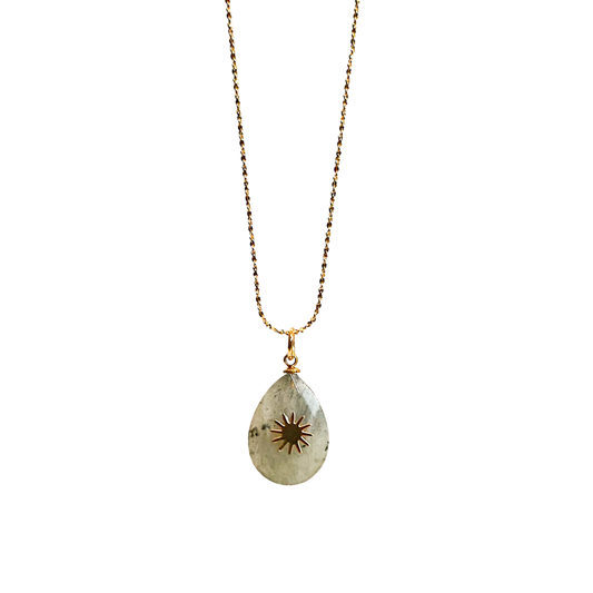 Labradorite Sun Pendant on 18k Gold Vermeil Chain