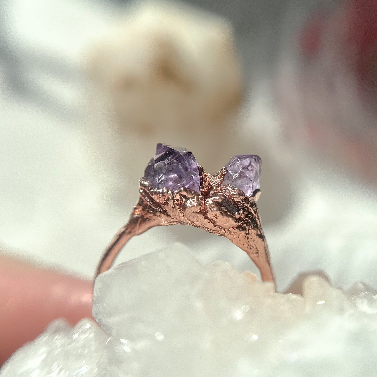 Gemmy Amethyst Copper Ring - Size 8.5