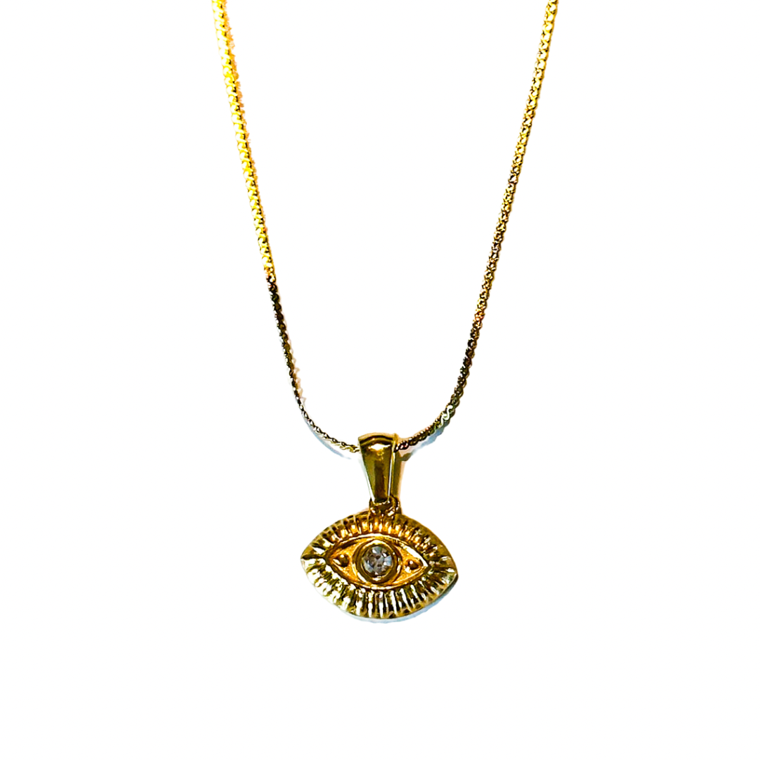 Dainty Evil Eye Necklace- Gold