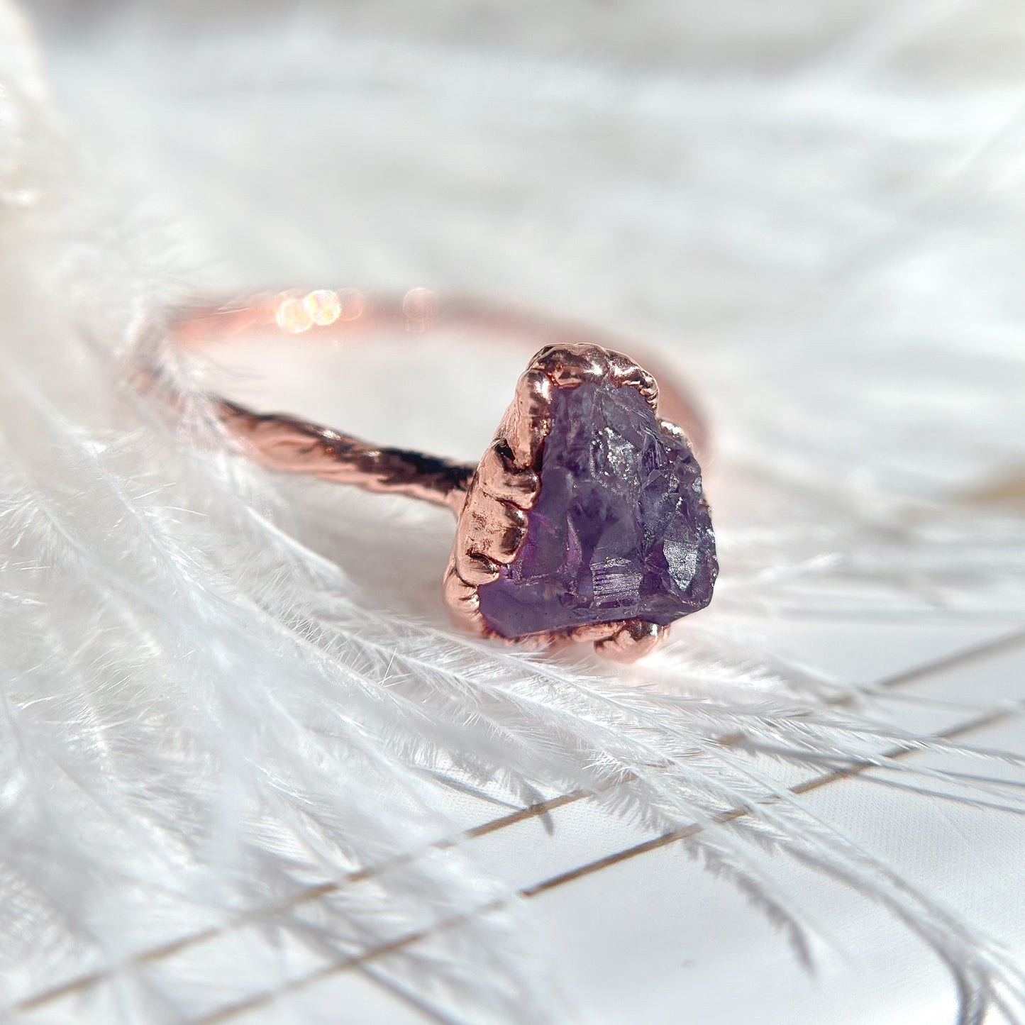 Amethyst Copper Ring - Size 6