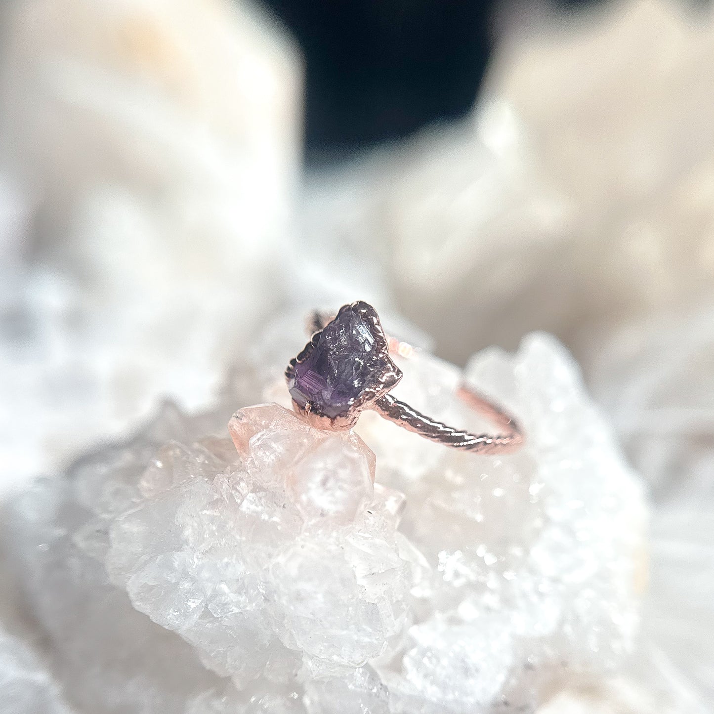 Amethyst Copper Ring - Size 6